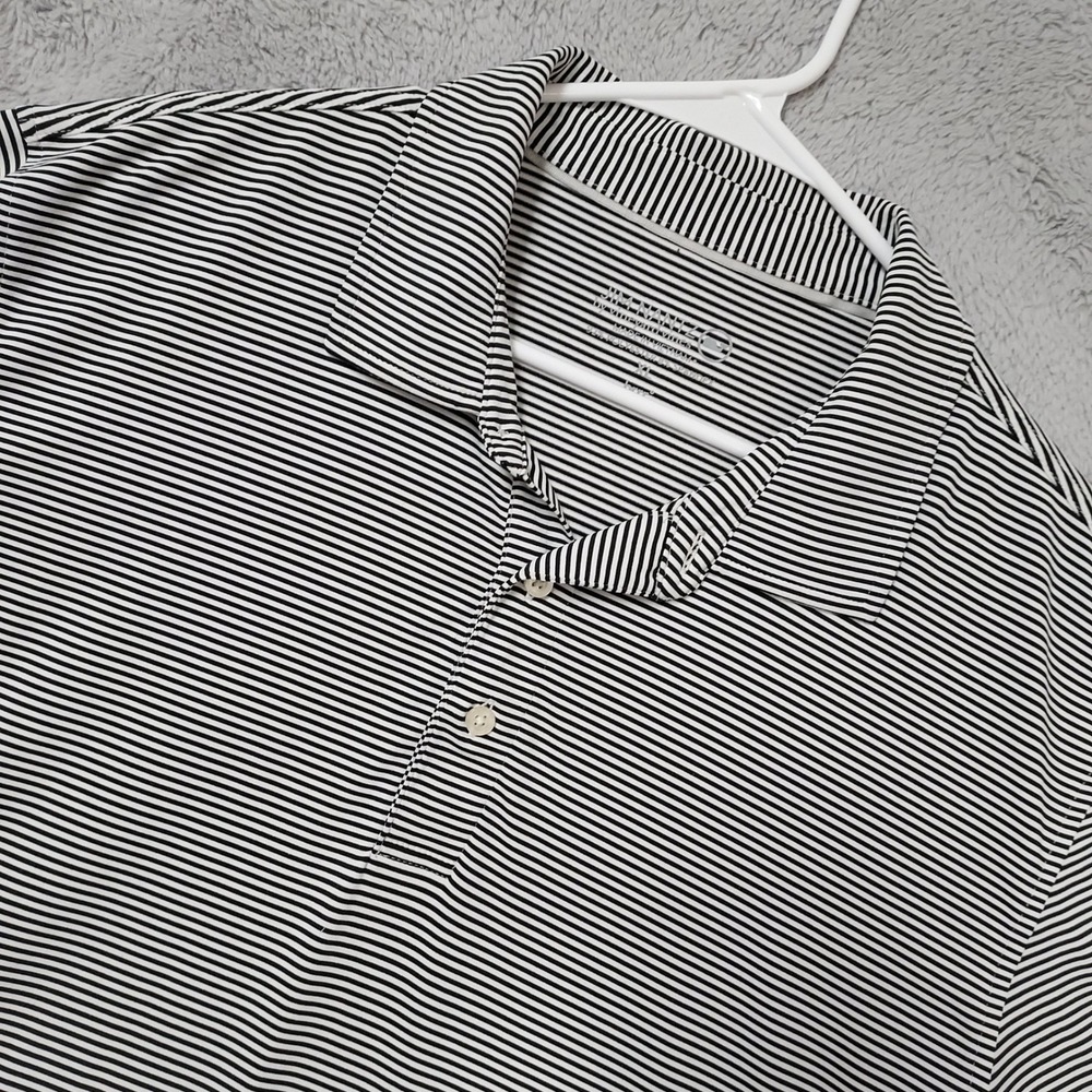 Vineyard Vines Polo Shirt Mens XL Jim Nantz Striped Performance Black White Golf